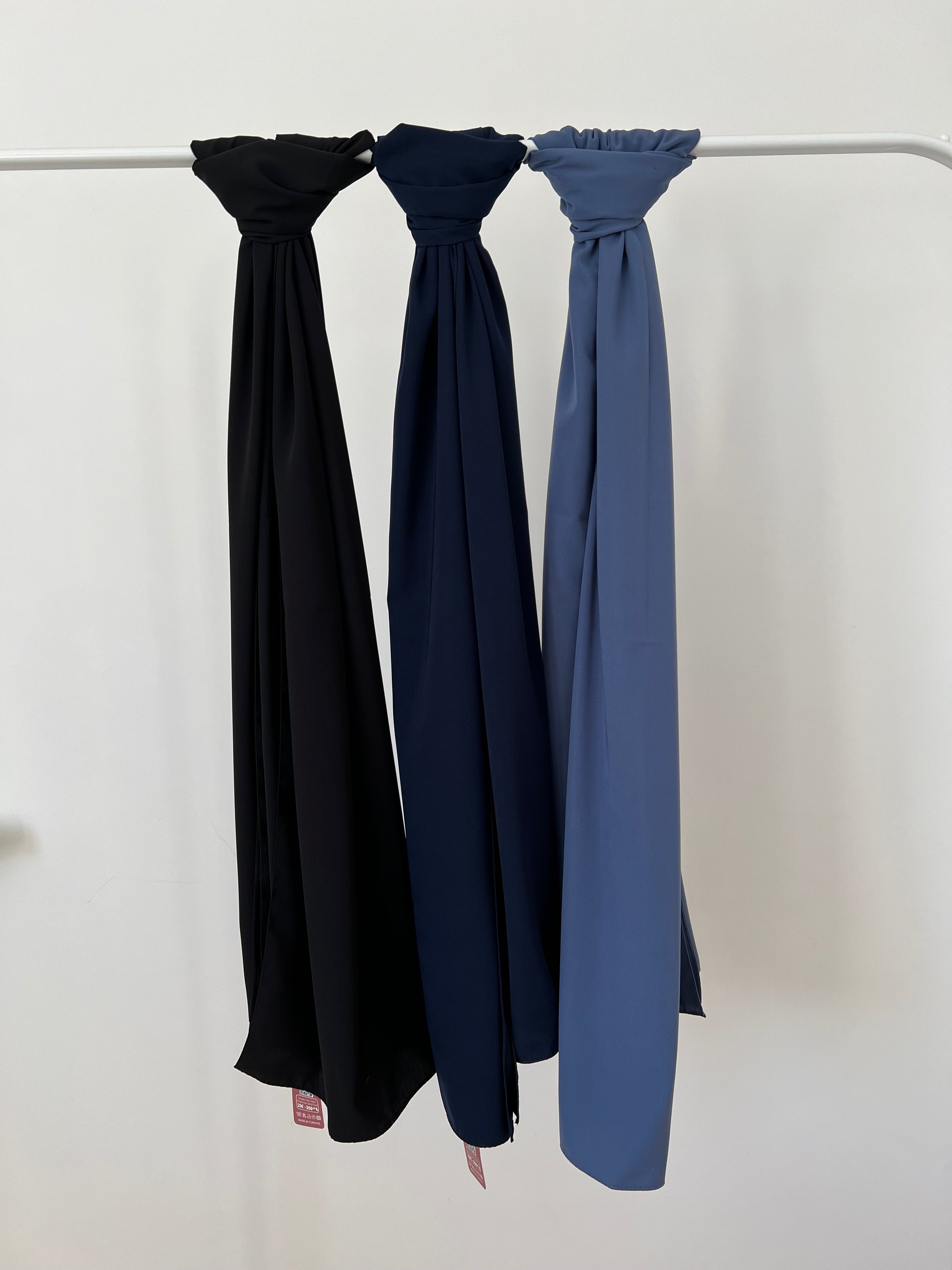 HIJAB SOIE DE MÉDINE : LES BLEUS ET NOIR